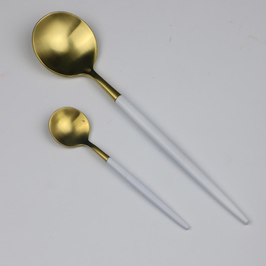 4Pcs/Set 304 Stainless Steel Dinnerware Set White Gold Cutlery Dinner Tableware Kitchen Accessories Western Fork DropShipping