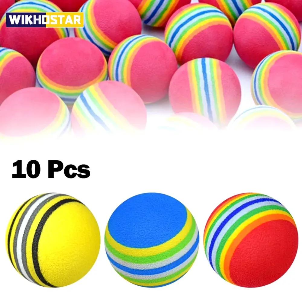 10 Peças Bolas de Espuma para Treino de Swing de Golfe Arco-Íris Esponja Macia Bolas de Prática Flexível Acessório Auxiliar de Treino de Swing de Golfe Indoor