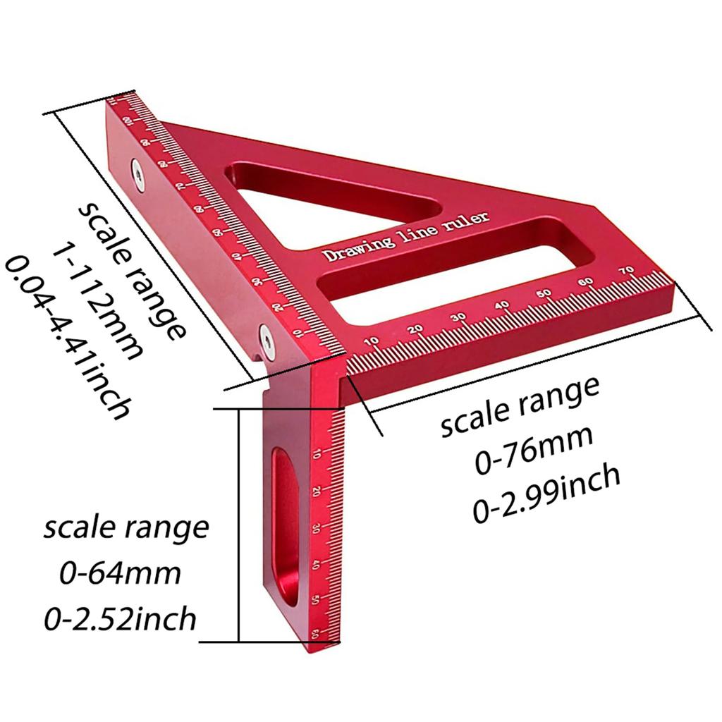Woodworking Square Protractor Aluminum Alloy Miter Triangle Ruler High Precision Layout Measuring Tool for Engineer Carpent