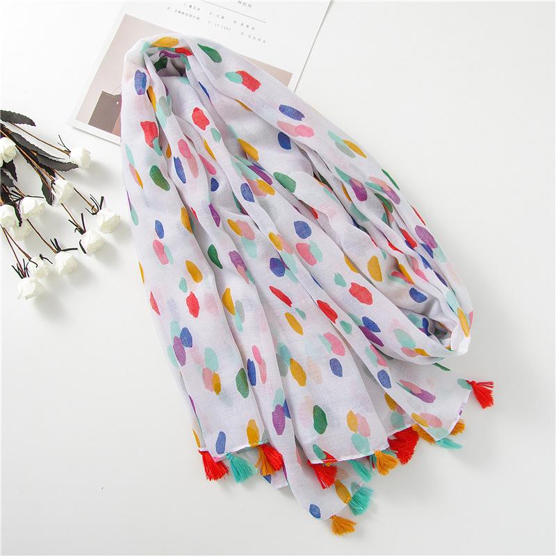 Fashion Luxury Women Viscose Scarf Designer Shawl Cotton Linen Feeling Tassel Pashmina Muslim Hijab Wrap Floral