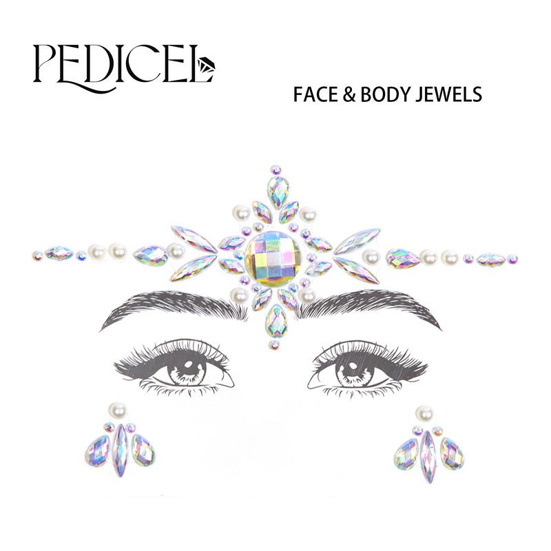 3D Rhinestone Bright Face stickers for festival Glitter Makeup Jewelry Sticker on Face crystals Gems jewels diamonds decoration