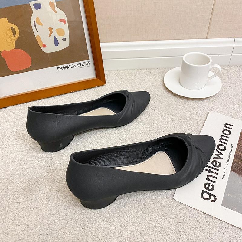 Mode Damen Casual Slipper Wasserdichtes PVC Flach Niedriger Absatz Spitze Zehen Loafer Frau Arbeitsschuhe Schuhe Pumps 2024