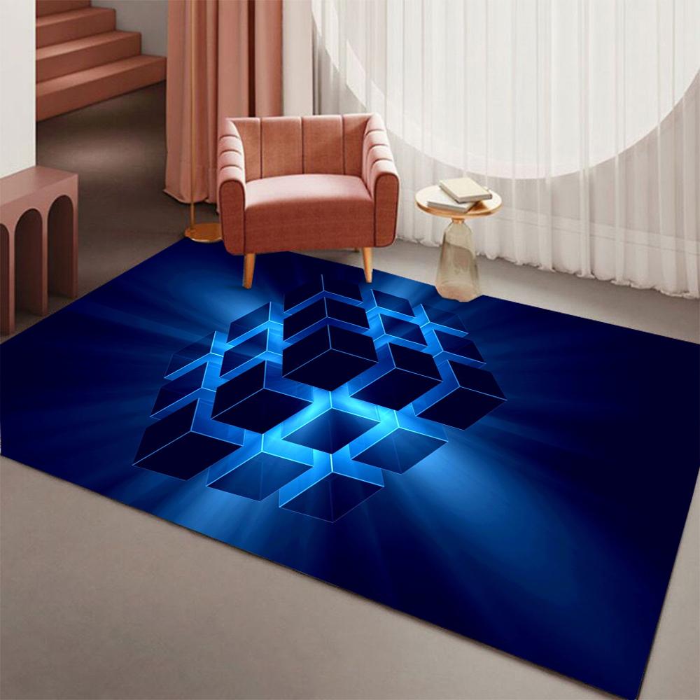 3D Geometrischer Optischer Illusion Teppich Weich Rutschfest Großer Bereichsteppich für Spielzimmer Schlafzimmer Heimdekoration Waschbare Wohnzimmer Sofa Matte