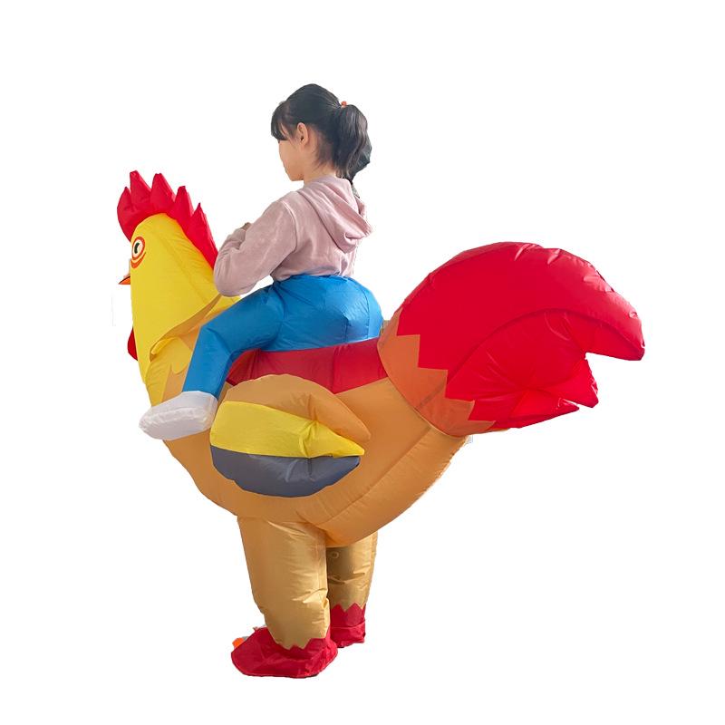 Colorful Feather Rooster Inflatable Costume - Children's Day Mascot Outfit for Outdoor Walking Performance
