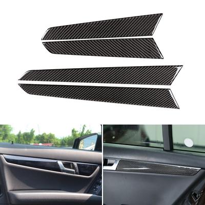 Car Styling Real Carbon Fiber Interior Door Handle Panel Strips Cover Trim For Mercedes Benz C Class W204 2007 -