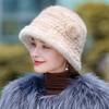 Mink fur straw hat children's autumn and winter hat fisherman hat fashion warm basin hat new woven elegant hat