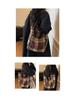 Korean Style Large Capacity Plaid Canvas Shoulder Bag for Women - Autumn/Winter 2025 Casual College Commute Tote