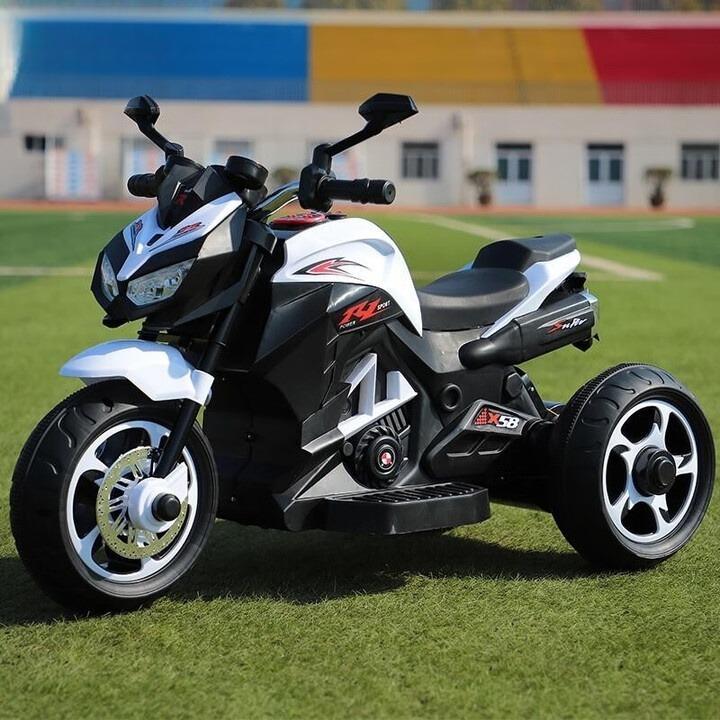 Children's electric motorcycle 1-10 years old boys and girls charging toy battery car baby three-wheeled stroller can seat people