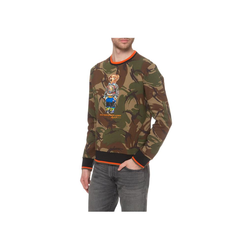 Polo Ralph Lauren Felpa Girocollo Mimetica con Stampa Orso Manica Lunga Felpa Uomo 710766090-001