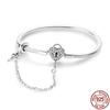 925 Sterling Silver Heart -Shaped Key And Lock Bracelet Fit Woman's Design Beads Charms Jewelry Bracelet For Women 
