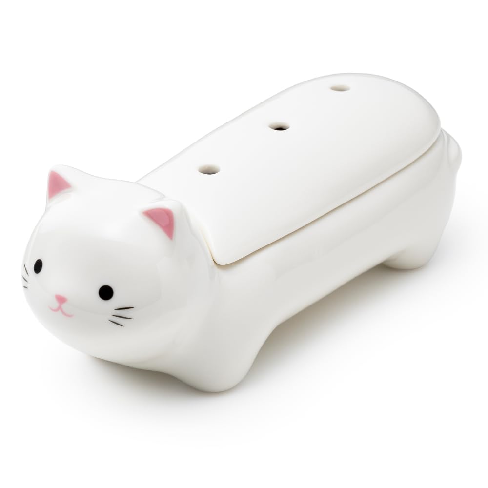 

incense holder cat white