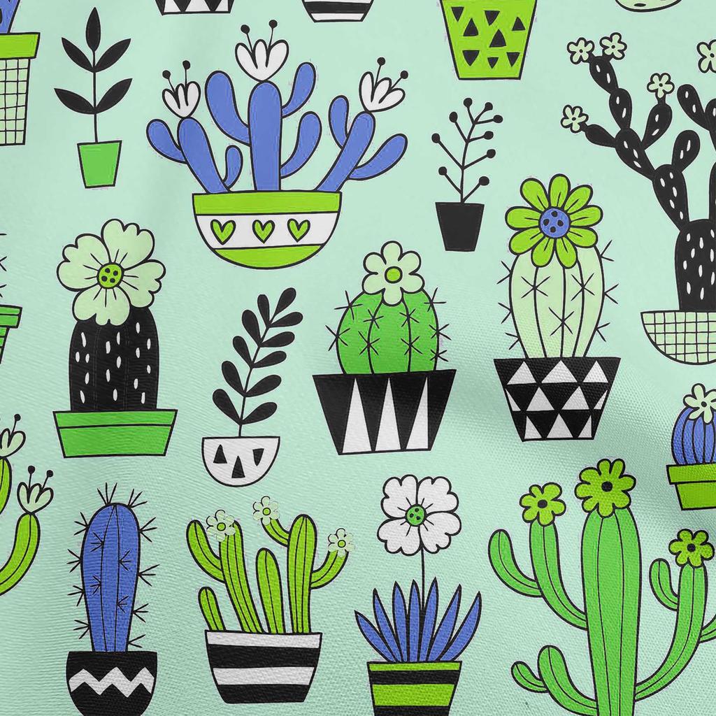 oneOone Cotton Flex Dusty Green Fabric Cactus Diy Clothing Quilting Fabric Print Fabric By Yard 40 Inch
