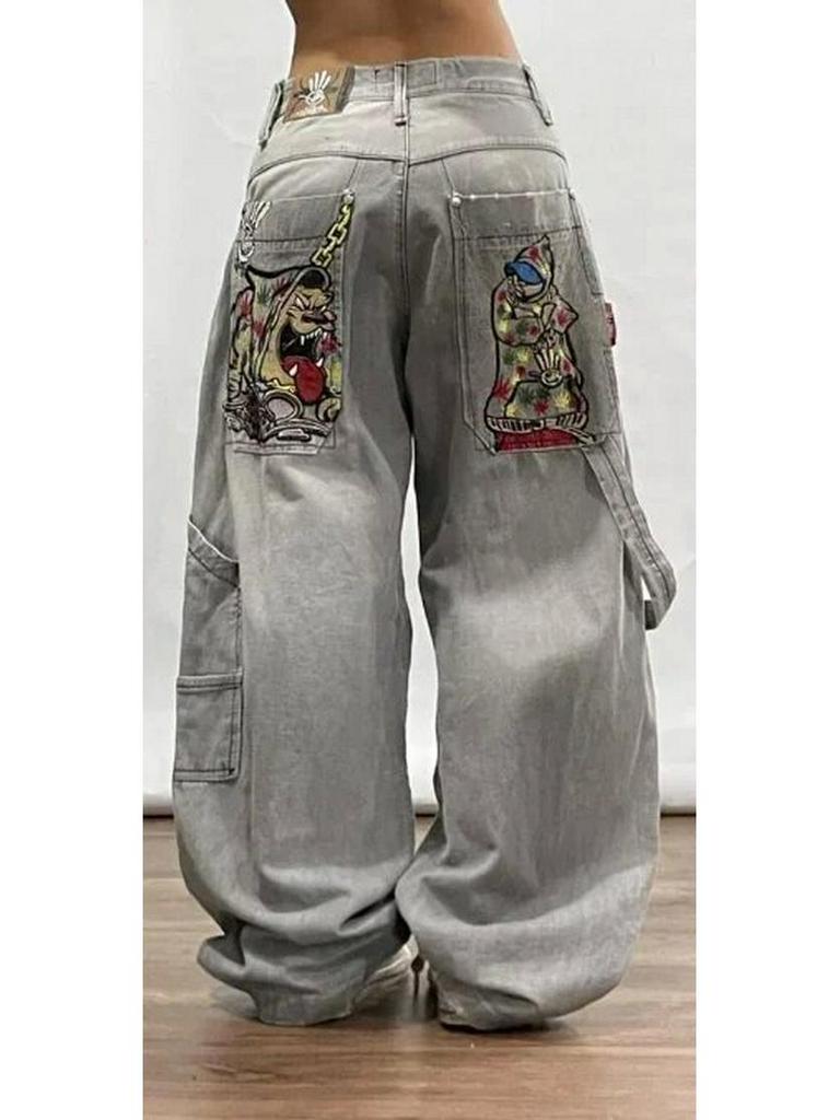 American Y2K Polar Boy Hip-Hop Embroidered Straight-Leg Jeans for Men