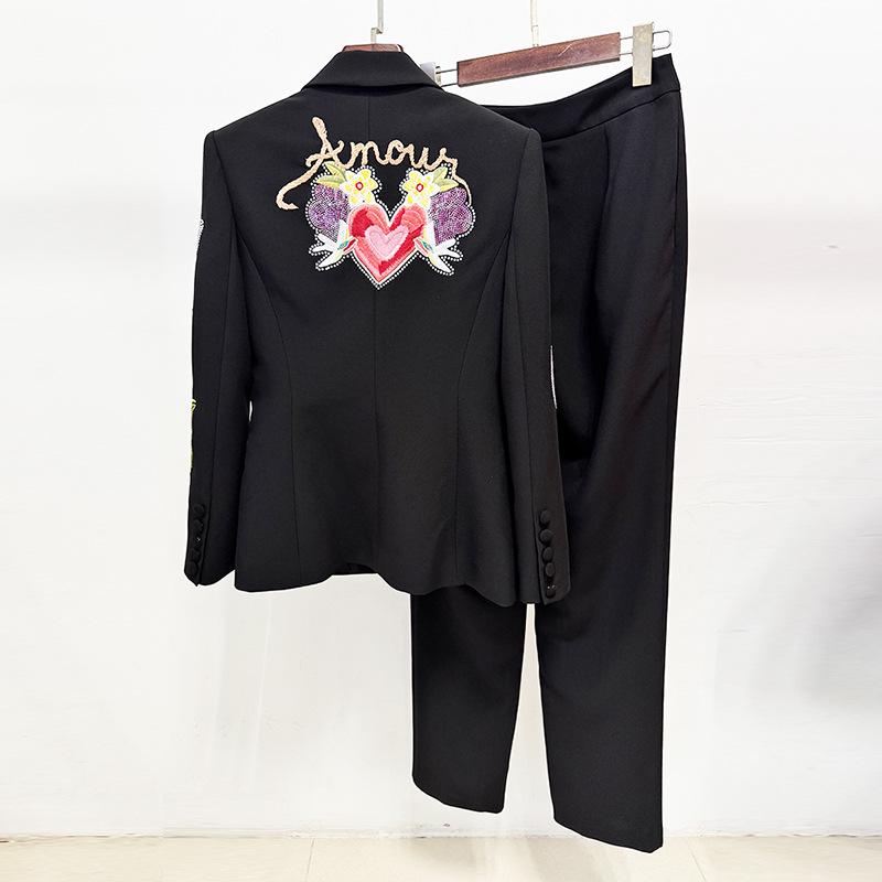 High-End Heavy Beaded Embroidered Suit Jacket & Trousers Set (2026 Style)