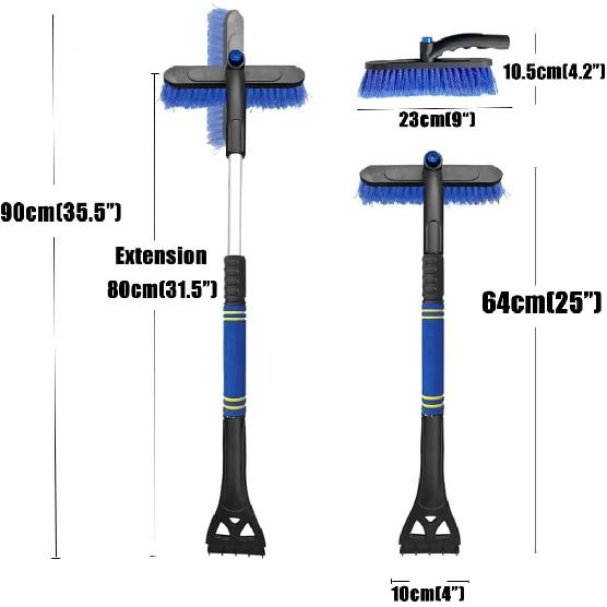 Extendable Snow Brush & Ice Scraper For Car Windshield – 25" To 31.5" Telescoping Handle, Scratch-Free Bristles, Foam Grip, For Cars, Trucks & SUVs
