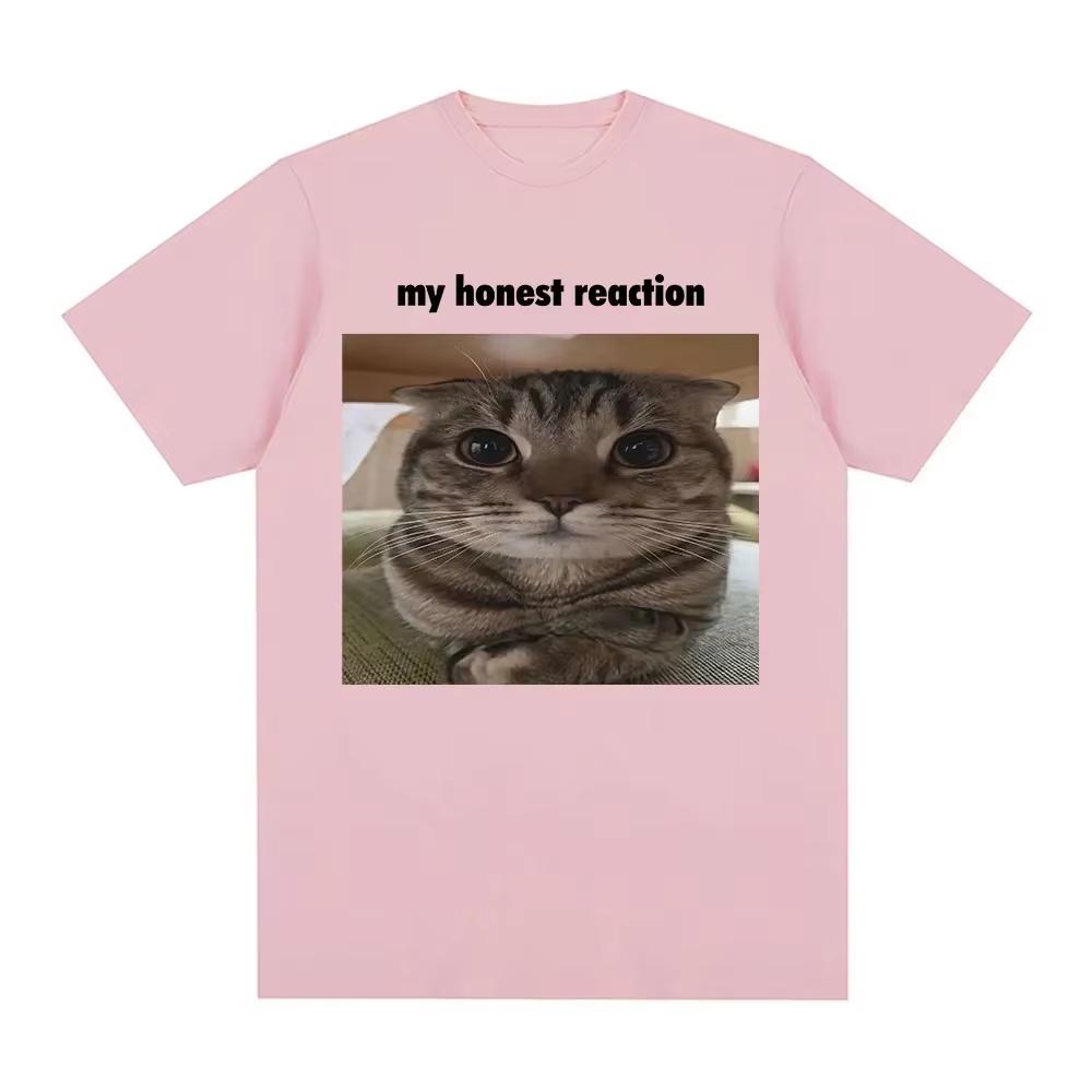 My Honest Reaction Cat Funny Printed Summer Women Tshirt Short Sleeve Round Neck Casual Summer Women Tshirt Clothing