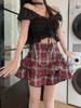 Punk Gothic Red Plaid Mini Skirt Women Vintage Y2k E-girl Emo High Waist Cake Skirt Harajuku Street Fairycore Grunge Clubwear