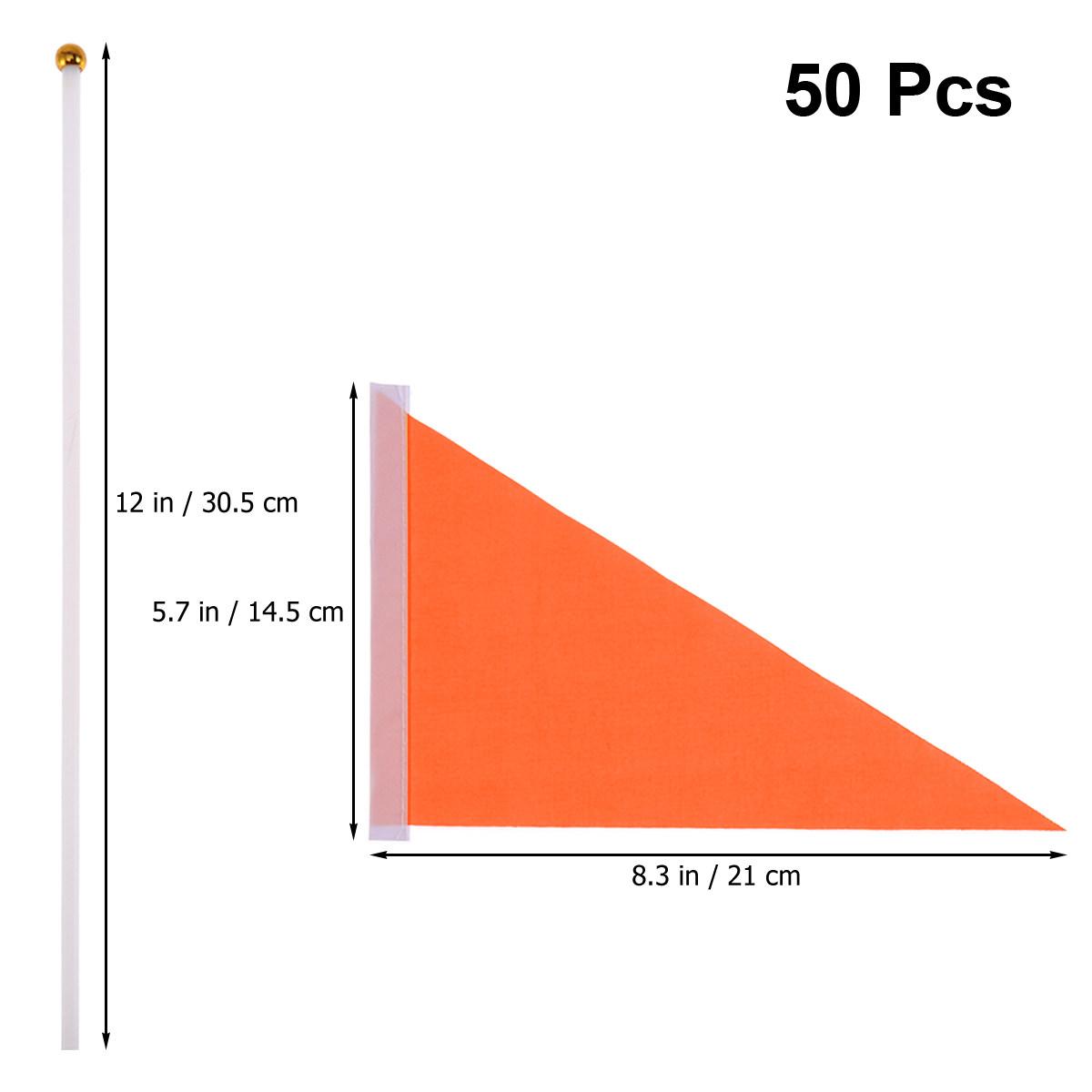 50Pcs Small Color Flags Triangular Banner Pure Color Hand Waving Flags Lightweight Portable for Party Sports Meeting Cheering