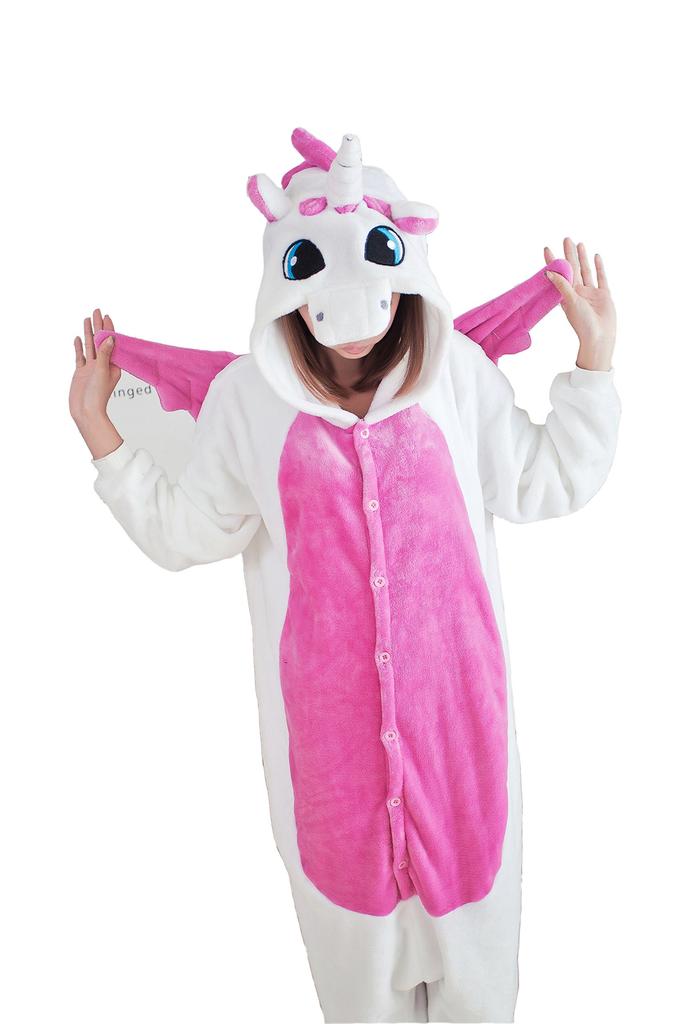 [dorawithme] Pink Unicorn Kigurumi, Adult Pajamas, Monster Kigurumi Cosplay (M (161cm-170cm))