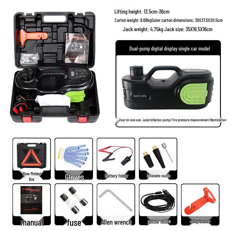 WOKEZ 12V Hydraulic Electric Jack with Inflatable Pump for Small Cars & Off-Road Rescue