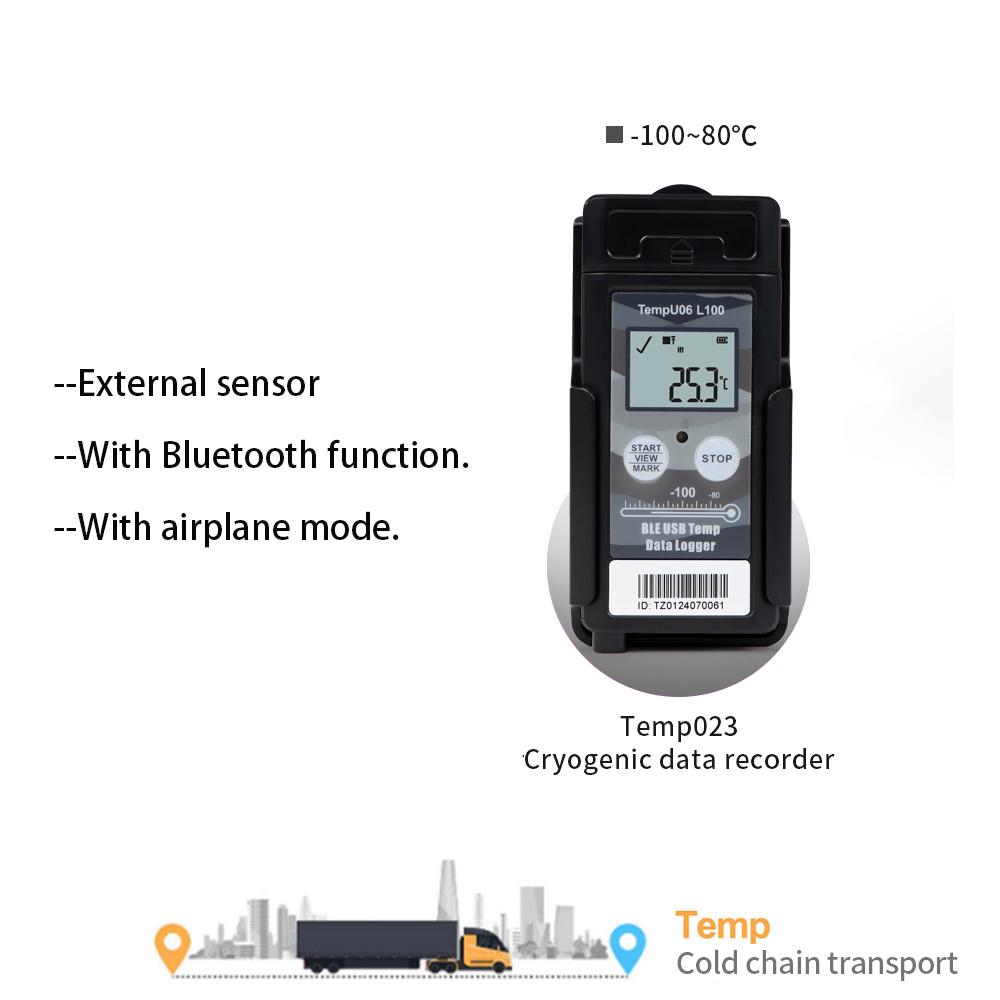 Bluetooth Temperature Datalogger USB Temp Recorder PDF Report Data Logger Ultra Low Temp Monitor Logger for Cold-chain Storage