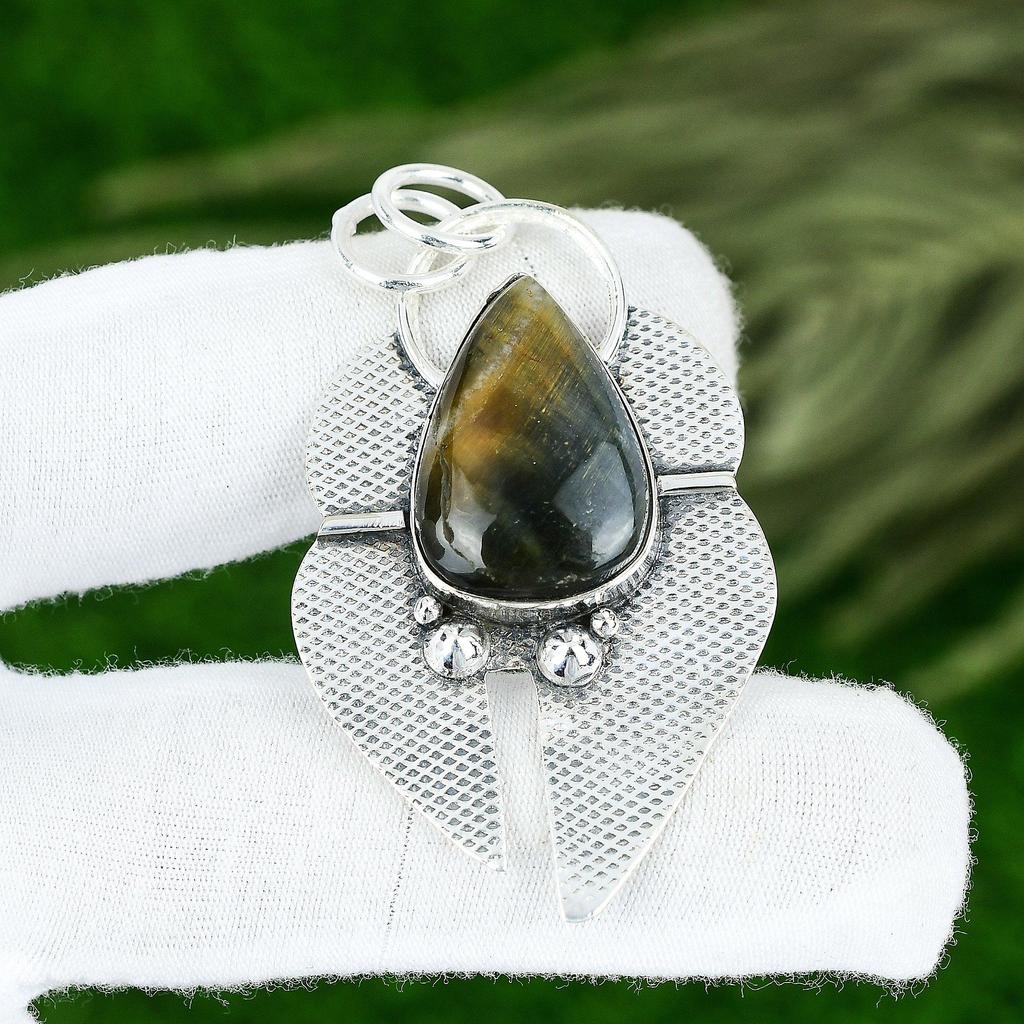 Memorial Day Sale 925 Sterling Silver Pear Nellite Stone Wedding Mother Pendant