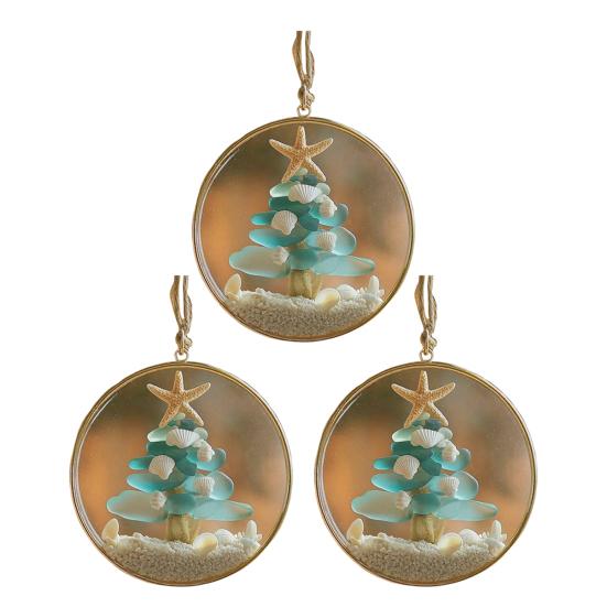 Sea Glass Nativity Christmas Ornament Beach-Inspired Hanging Ornament Nativity Christmas Tree Decoration for Xmas Tree Coastal Home Decor