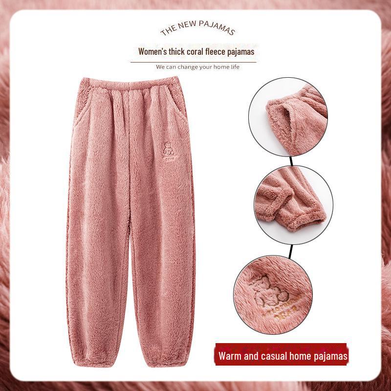 Women's Winter Plush Warm Pajama Pants - Loose, Thickened, Cozy Trousers