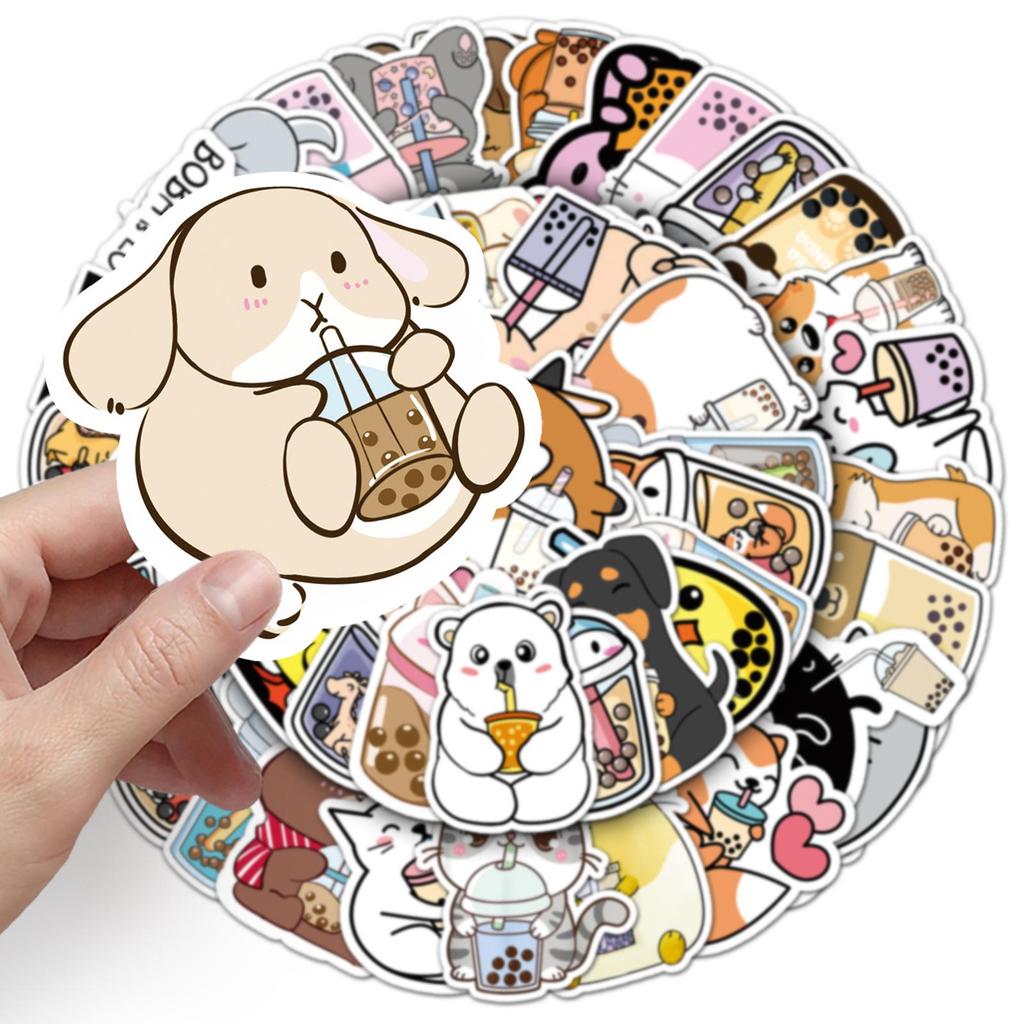 50PCS Cute Cartoon Animal Decorative Stickers for Scooters, Motorcycles, Luggage, and Cars