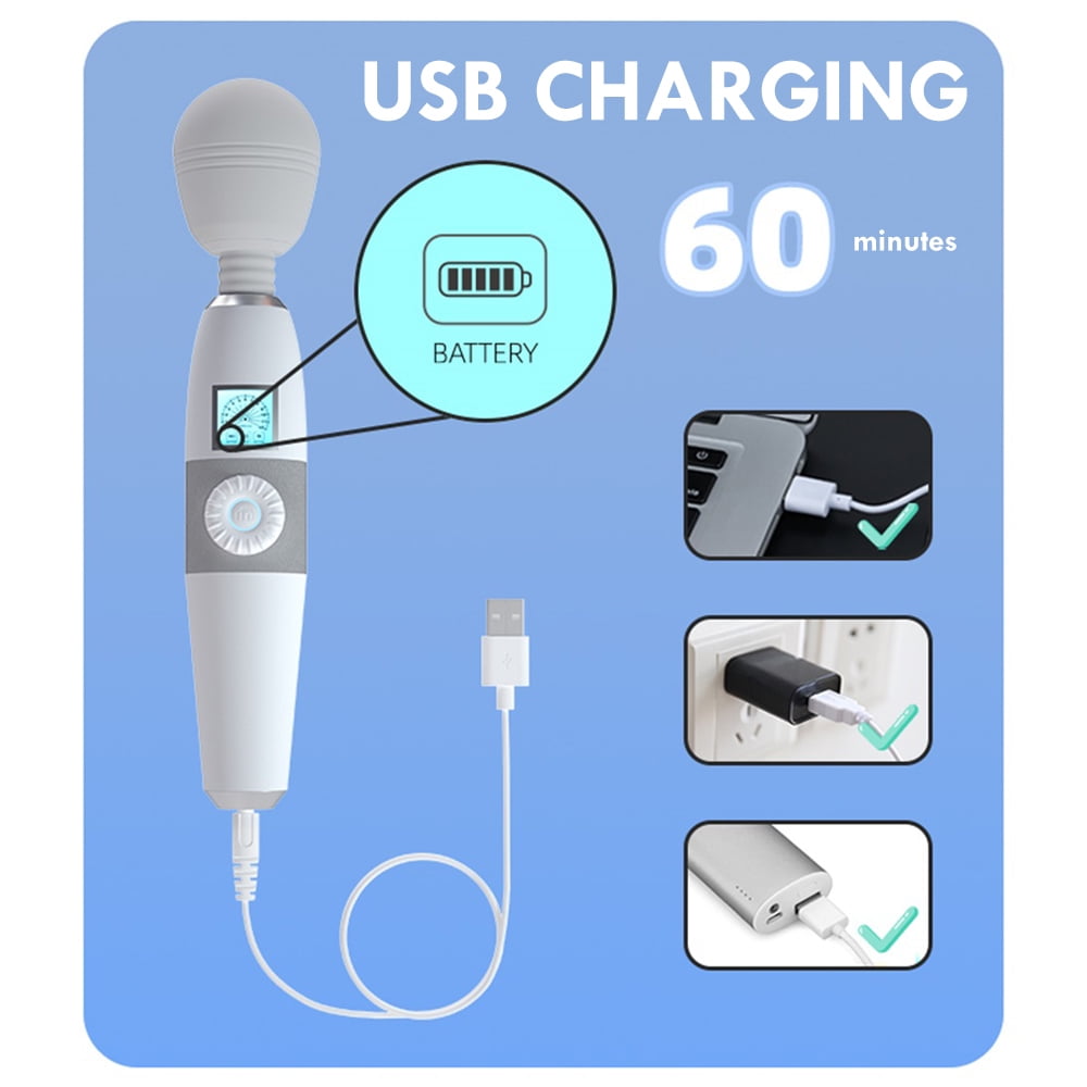 Wand Vibrator Sex Toys for Women, Rechargeable Clitoral Vibrator Massager with 12 Speed & 20 Vibrating & Heating Modes