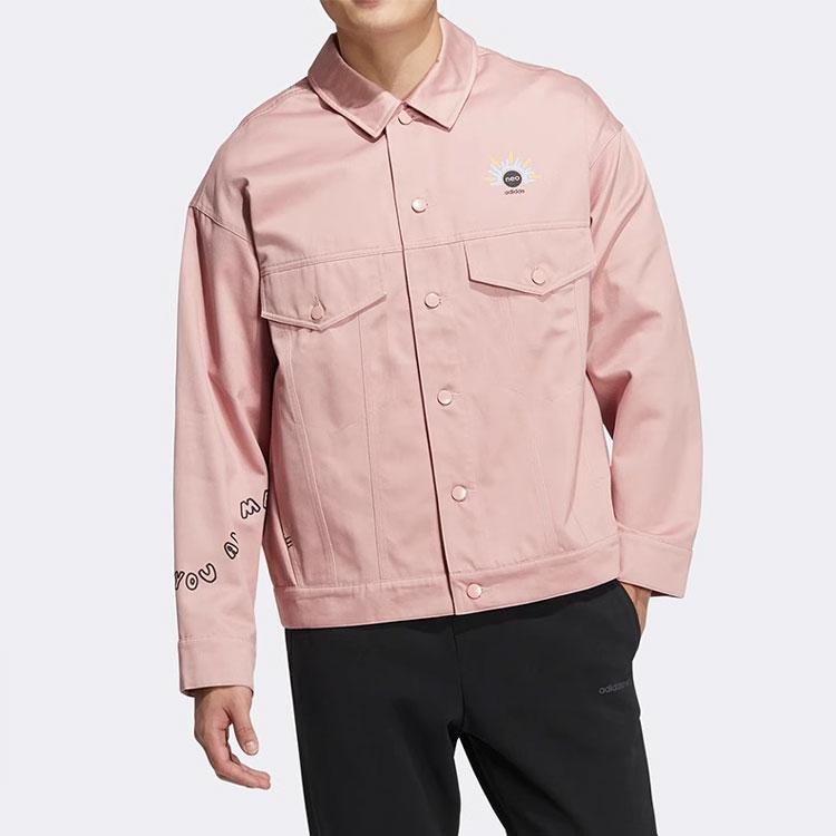 Adidas Neo Letter Print Sports Long Sleeve Jacket Unisex Jacket Pink HM7436