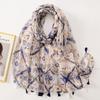 Spain Fashion Daisy Floral Tassel Viscose Shawl Scarf Lady Print Soft Pashmina Stole Wrap Snood Bufandas Muslim Hijab Sjaal