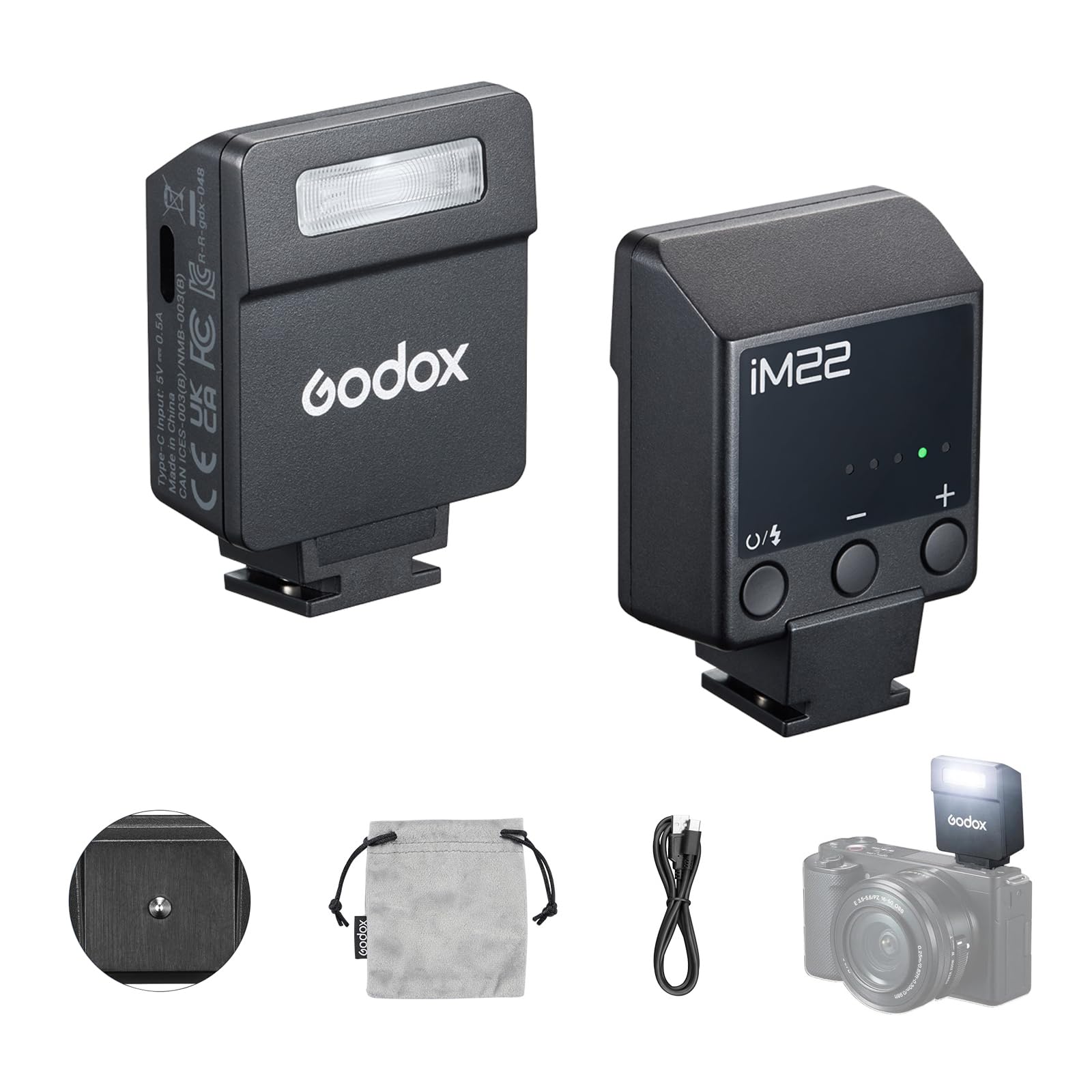

Authorized Godox Godox iM22 Camera iM22 Mini Flash 5 Power iM 22 Mini Flashlight with Lithium Compatible with and Sony Cameras Dealer Flash,