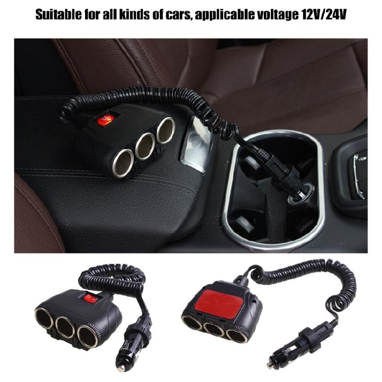 3 Socket Car Charger Adapter Charging Adapter Adapter Socket Splitter Outlet Car Charger with Secure Lock for Phone