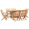 VidaXL 7-piece Garden Dining Set Beige Fabric and Solid Wood, Outdoor Dining Set, Dining Room Furniture 3281715