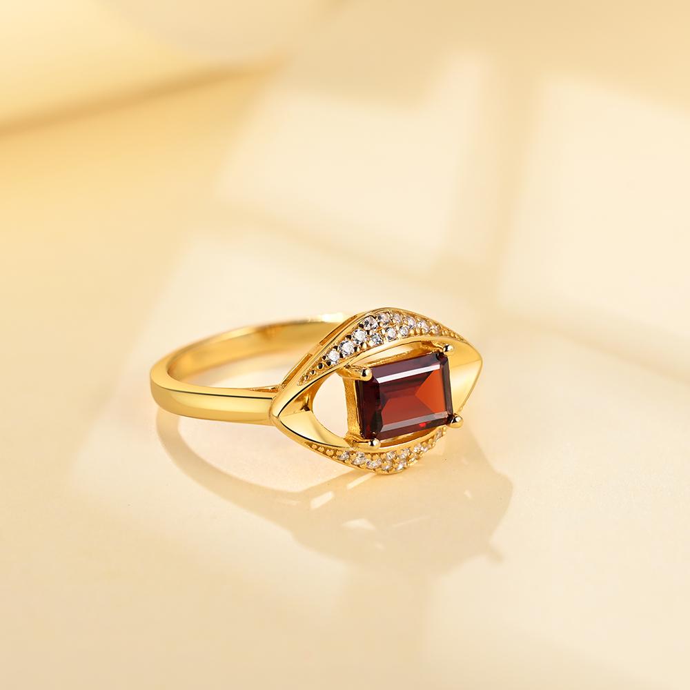 Bedårande 925 Sterling Silver Naturlig Granat Ädelsten Smyckesset 5x7okt Perfekt Örhänge Ring för Lady Födelsedag Bröllop Mode Smycken Present