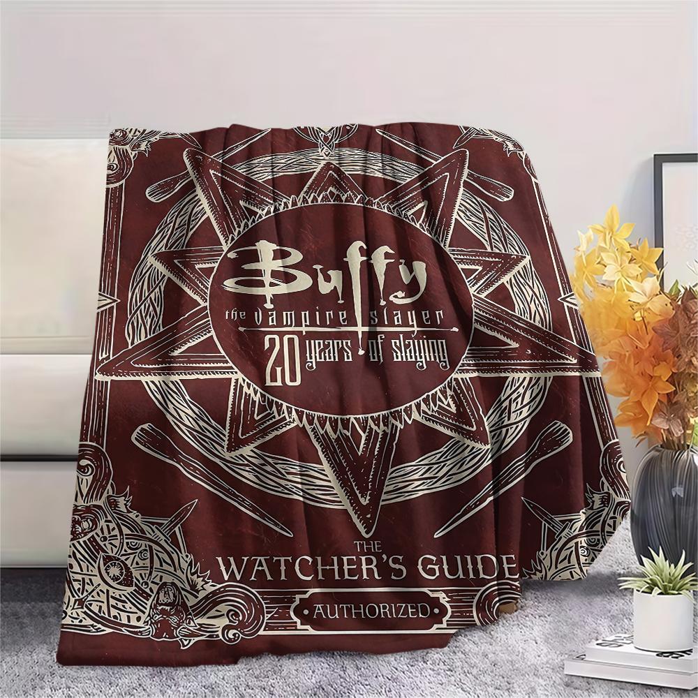 1PC Buffy the Vampire Slayer Print Flannel Blanket, High quality All Seasons, Home Decor, Warmth and Comfort, Perfect for Christmas Gifts