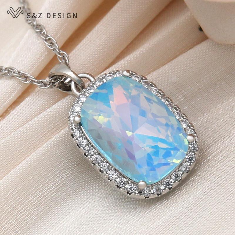Fashion Elegant Rose Gold Color Rectangle Crystal Pendant Necklace For Women Wedding Zirconia Jewelry
