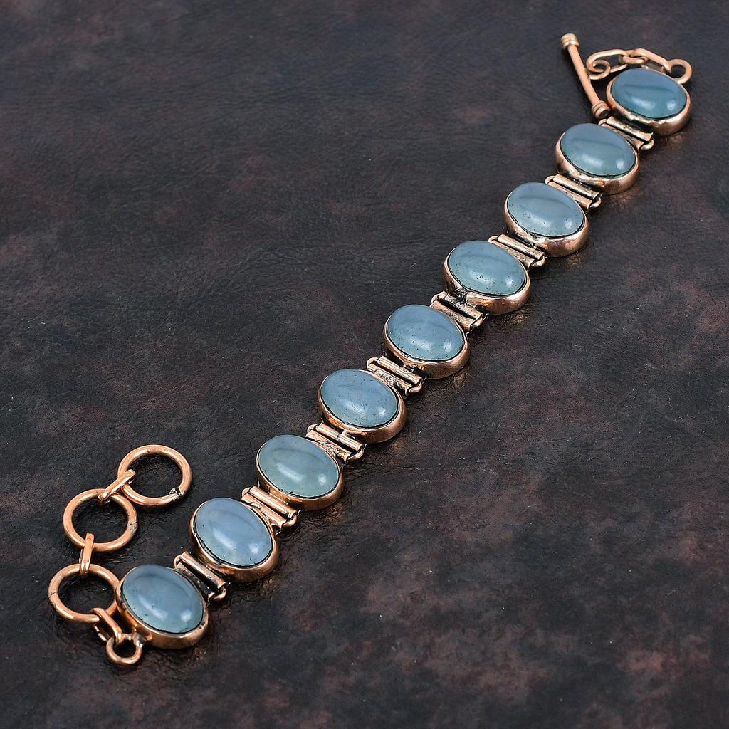 Aquamarin Armband Kupferarmband Verstellbares Kettenarmband Handgefertigtes Armband Edelstein Kupferschmuck Zierliches Armband Jubiläumsgeschenke