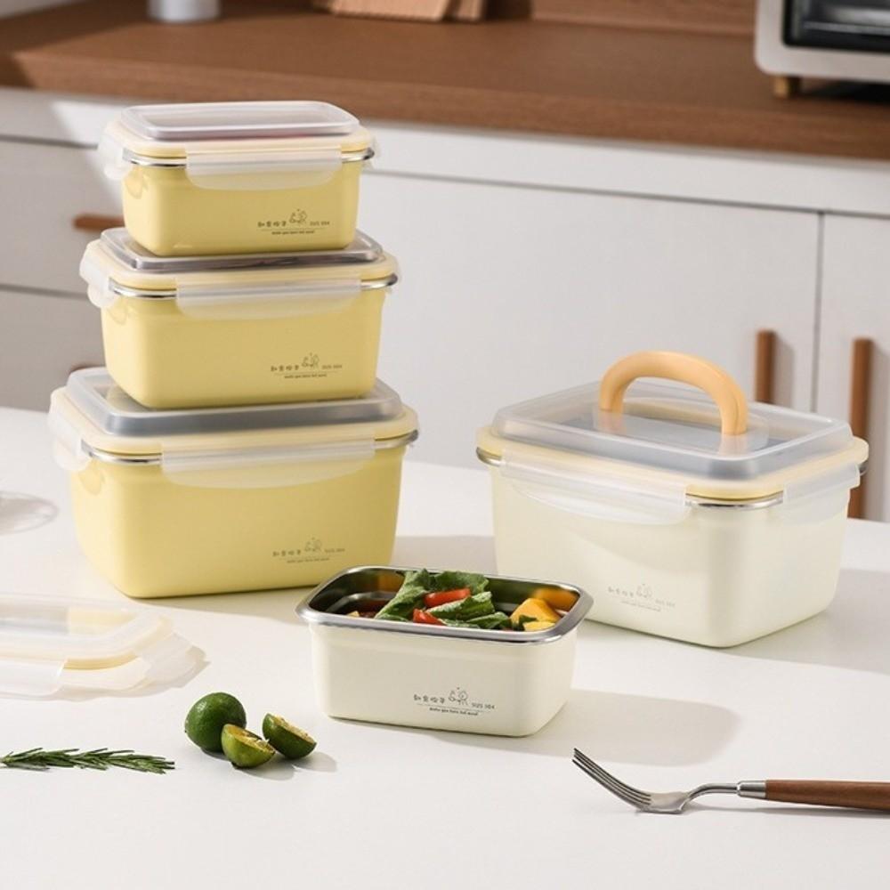 Square Stainless Steel Lunch Box Airtight Fridge Food Box Multi-Purpose Air Exhaust Crisper  Picnic