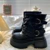 Black Skinny Martin Boots Women's 2025 New Autumn Thick-soled Heightening Small Retro British Short Boots Women