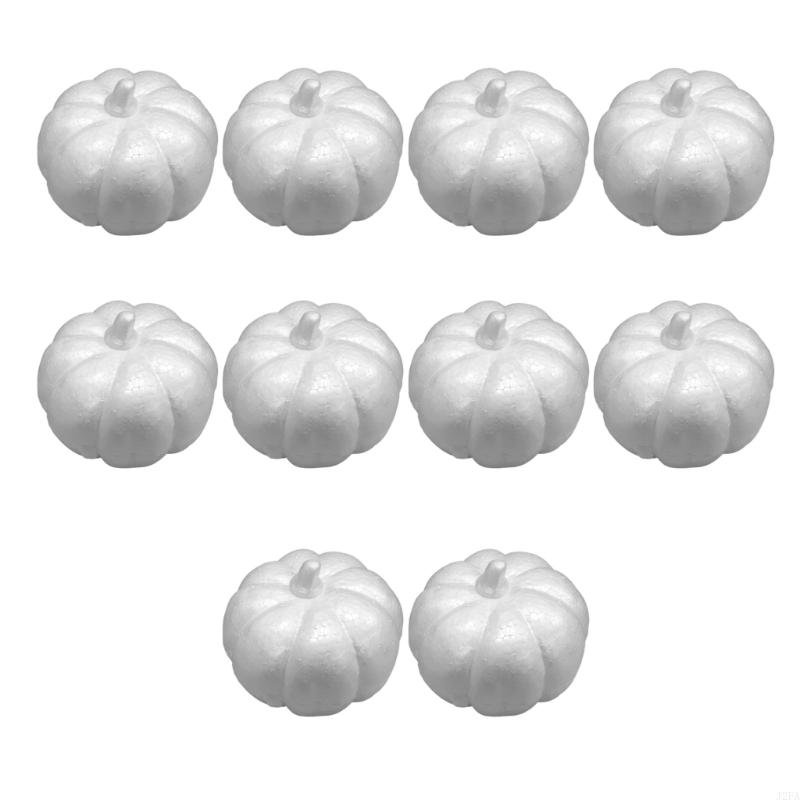 

10Pcs Artificial Pumpkins 8cm OR 10cm White Foam Pumpkins for Halloween Thanksgiving Fall Home Party Table Decoration