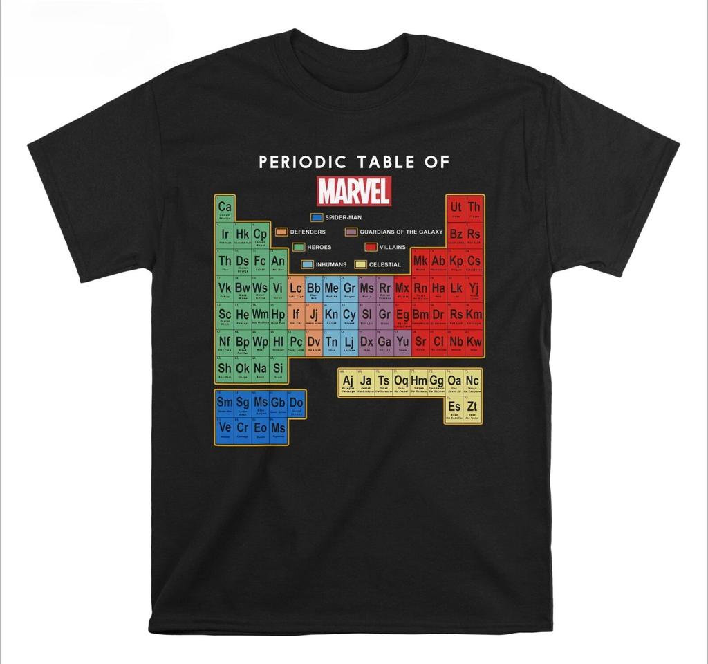 The Periodic Table of Elements Marvel T-shirt Halloween Holiday Gift T-shirt Can Be Worn By Both Men and Women WithShort Sleeves