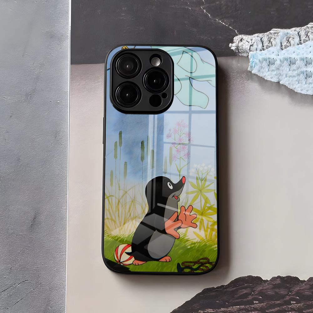 Klassieke Krtek A Kalhotky Telefoonhoesje Voor IPhone 17 Air 16 E Pro Max 15 14 13 Mini 12 Pro 11 Max Plus Zwarte Glazen Cover