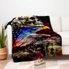 "American Spirit: Eagle, Lion, Motorcycle Biker Art Print"Blanket Flannel Throw Blanket for Sofa, Bed, Travel, Camping, Office