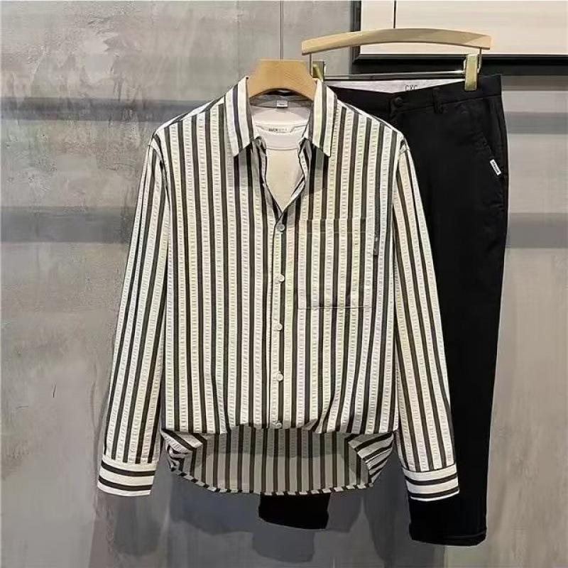 Veste de travail décontractée style Hong Kong pour homme - Manches longues, coupe ample, pour le printemps et l'automne