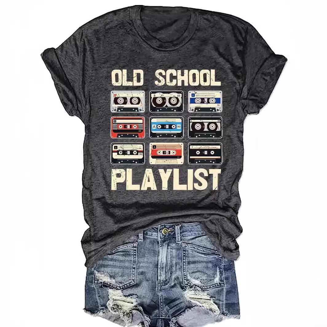 

Женская футболка свободного кроя с мультяшным принтом на весну/лето 2024 Small темно-серого