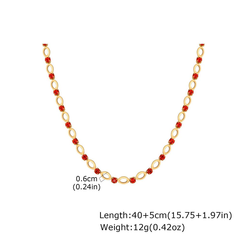 Women's Stainless Steel Oval Rhinestone Bracelet Necklace BR-2527