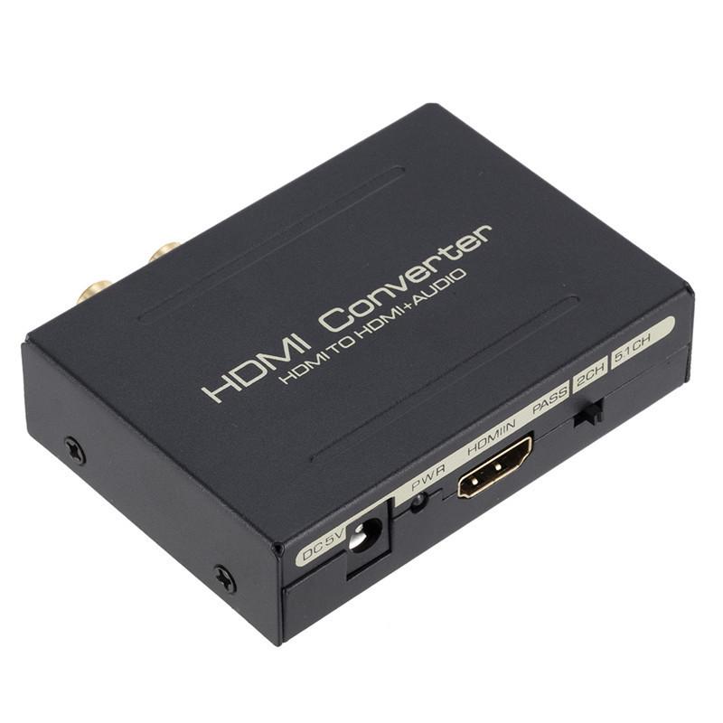HDMI Audio Extractor: HDMI To HDMI + Audio (SPDIF + R/L) Signal Converter with Power Supply