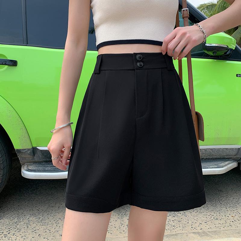 DIMANAF 2026 Summer New Plus Size Women High Waist A-Line Shorts Casual Solid Office Lady Wide Leg Shorts Pants
